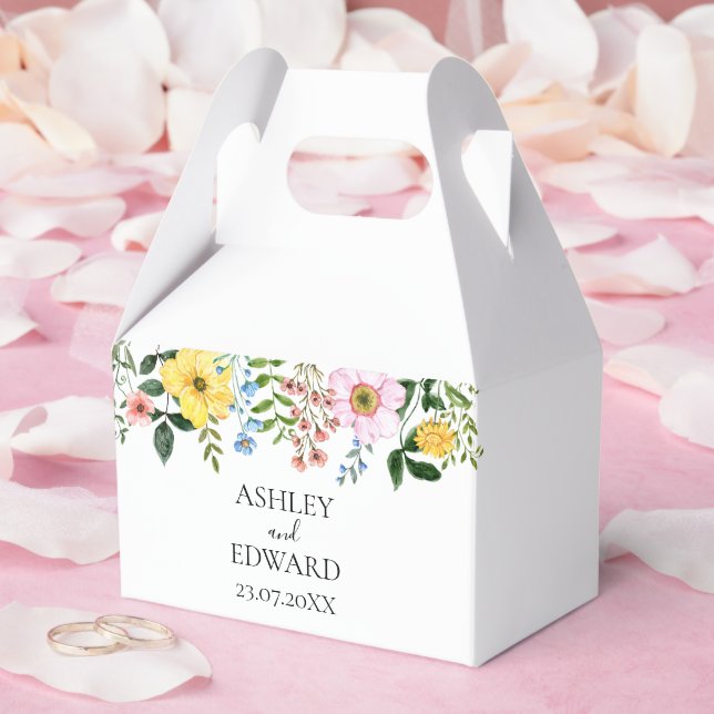 Modern Gul Blå Rosa Vår Blommig Bröllop Presentaskar (Bröllop)
