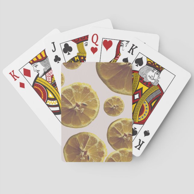 Modern gul citron, färsk frukt, cirkelskiva casinokort (Baksidan)