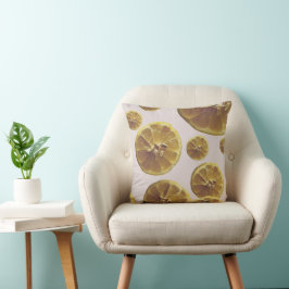 Modern gul citron, färsk frukt, cirkelskiva kudde