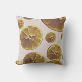 Modern gul citron, färsk frukt, cirkelskiva kudde