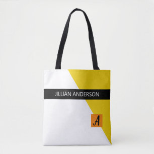 Modern gul färgblockerad monogram tygkasse