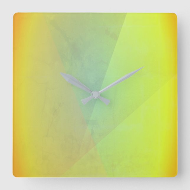 Modern gul geometrisk gradient fyrkantig klocka (Framsida)
