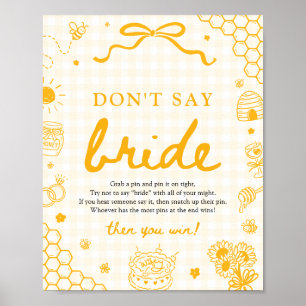 Modern gul gingham honungsbi Säg inte brud Poster