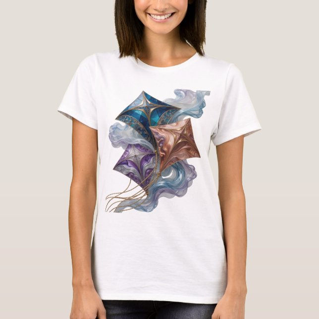 Modern gul GLAS KITE -tryck T Shirt (Framsida)