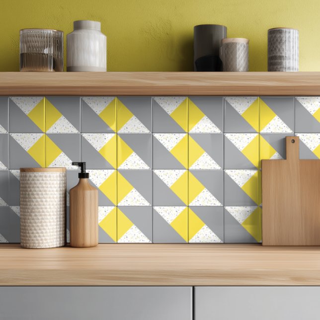 Modern Gul Grå Terrazzo Kakelplatta (Skapare uppladdad)