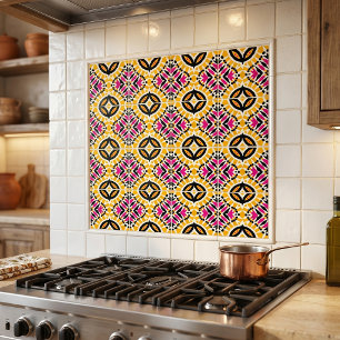 Modern gul het rosa geometrisk abstrakt mönster kakelplatta