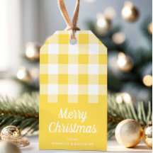 Modern gul karamellrandig mönster God Jul