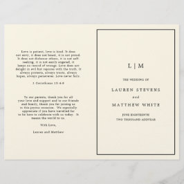 Modern Gul Monogram Bröllopsprogram