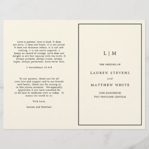 Modern Gul Monogram Bröllopsprogram