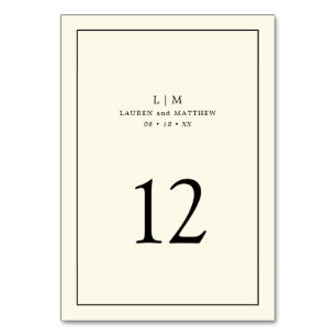 Modern Gul Monogram Elegant Bröllop Bordsnummer