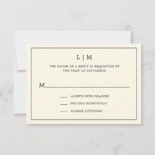 Modern Gul Monogram Elegant Bröllop OSA Kort