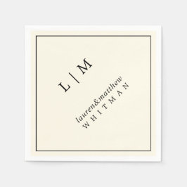 Modern Gul Monogram Elegant Bröllop Pappersservett