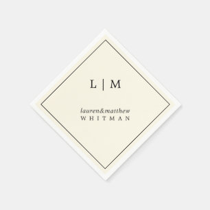 Modern Gul Monogram Elegant Bröllop Pappersservett