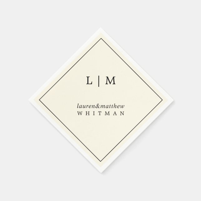 Modern Gul Monogram Elegant Bröllop Pappersservett (Hörn)