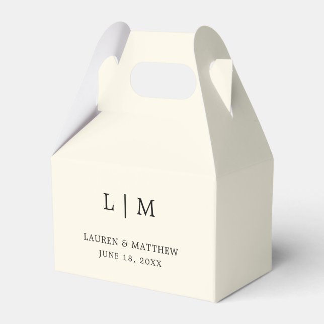 Modern Gul Monogram Elegant Bröllop Presentaskar (Framsidan Sidan)