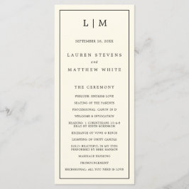 Modern Gul Monogram Elegant Bröllop Program