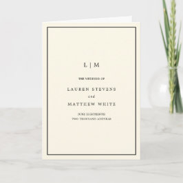 Modern Gul Monogram Elegant Bröllop Program