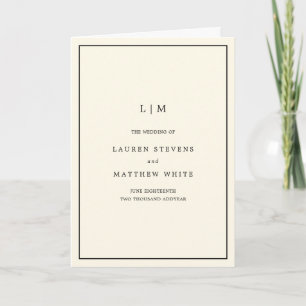 Modern Gul Monogram Elegant Bröllop Program