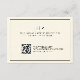 Modern gul monogram QR-kod bröllop OSA Kort