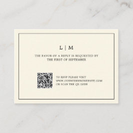Modern gul monogram QR-kod bröllops-RSVP Anteckningskort