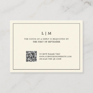Modern gul monogram QR-kod bröllops-RSVP Anteckningskort