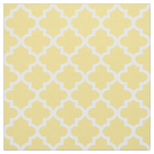 Modern gul och vit quatrefoil-mönster tyg