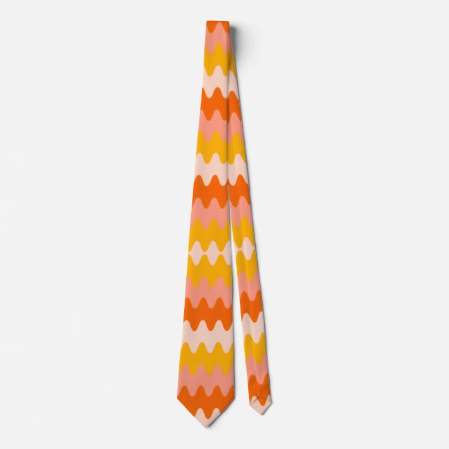 Modern gul, orange och vit sicksack-mönster slips (Framsida)