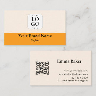 Modern gul orange QR-kod logotyp visitkort