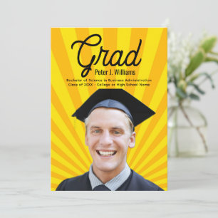 Modern Gul Pojke Personlig Foto Examen Meddelande