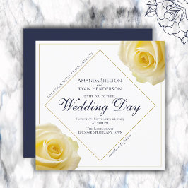 Modern Gul ros Blommigt Bröllop Inbjudningar