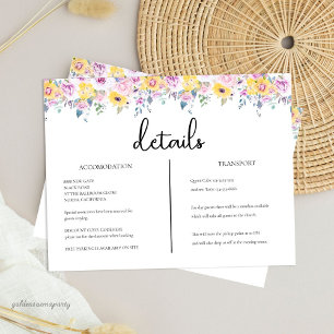 Modern gul senap och lavendel blomsterdetaljer tilläggskort