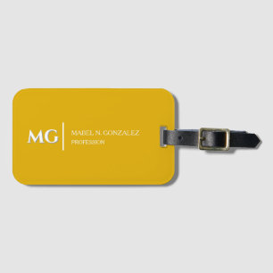Modern Gul Senap Trendig Stilren Monogram Bagagebricka