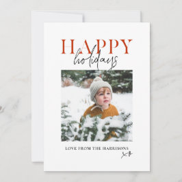 Modern Gul Skript Familj Barn Foto Glad Julkort