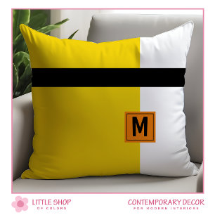 Modern Gul Svart Färgbalanserad Monogram Kudde