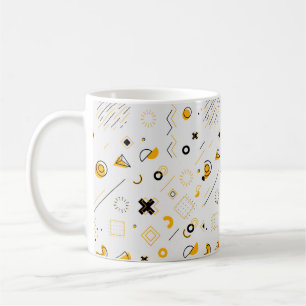 Modern gul svart geometrisk mönster kaffemugg