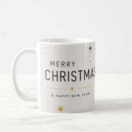 Modern Gul Svart och Vit Jul Kaffemugg