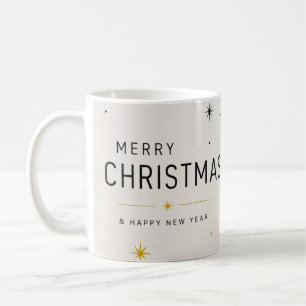 Modern Gul Svart och Vit Jul Kaffemugg