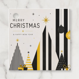 Modern gul svart och vit julklappsetikett gåvor etiketter