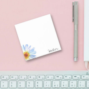 Modern Gul Vit Margareta Akvarell Anpassa P Post-it Block