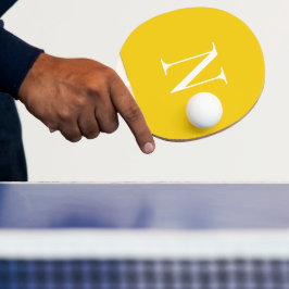 Modern gul & vit monogram initial pingisracket