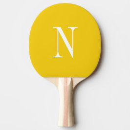 Modern gul & vit monogram initial pingisracket