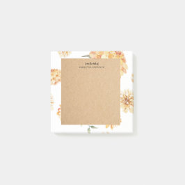 Modern Gula blommor & Kraft Personlig Gift Post-it Block