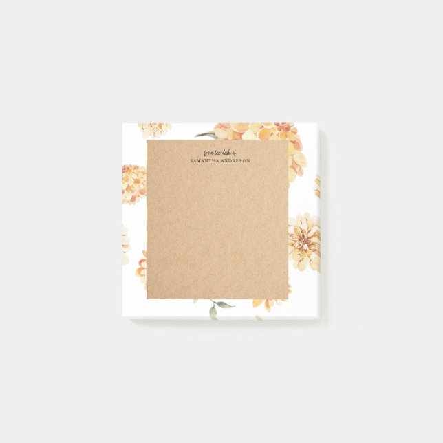 Modern Gula blommor & Kraft Personlig Gift Post-it Block (Framsida)