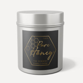 Modern Guld 100 % ren honung Burk-etiketter Apiary Fyrkantigt Klistermärke