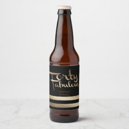 Modern Guld 40:e födelsedagen Party Ölflaska Etikett