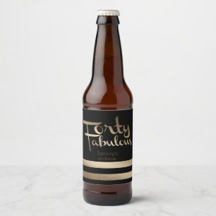 Modern Guld 40:e födelsedagen Party Ölflaska Etikett