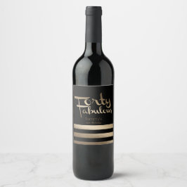 Modern Guld 40:e födelsedagen Party Vinflaska Etikett