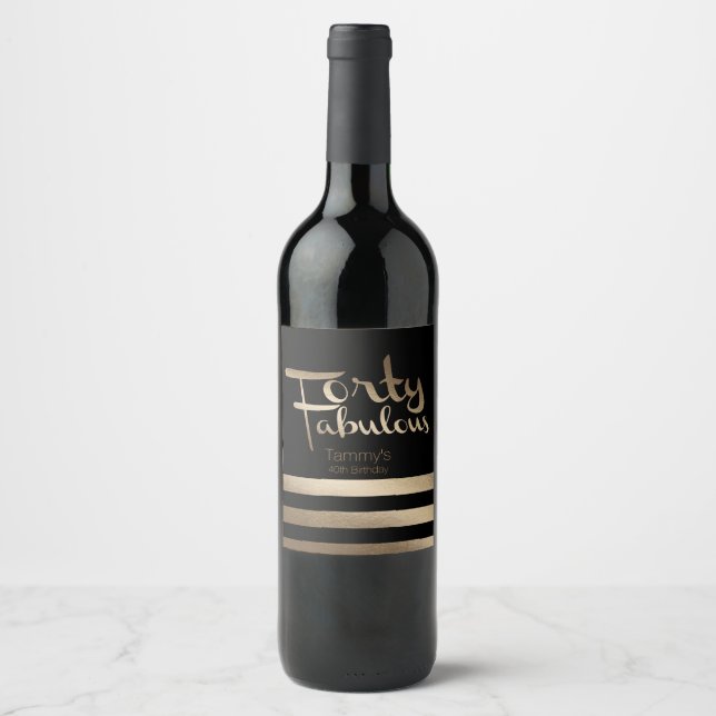 Modern Guld 40:e födelsedagen Party Vinflaska Etikett (Framsida)
