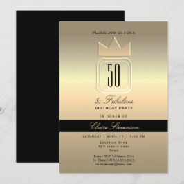Modern Guld 50:e födelsedagen Inbjudningar