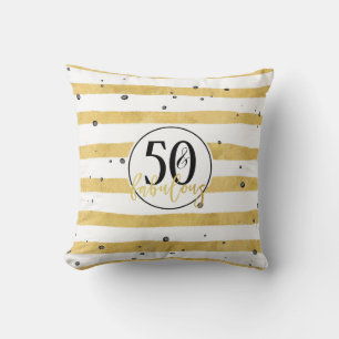 Modern Guld 50 & Fabulous Birthday Confetti Pillow Kudde